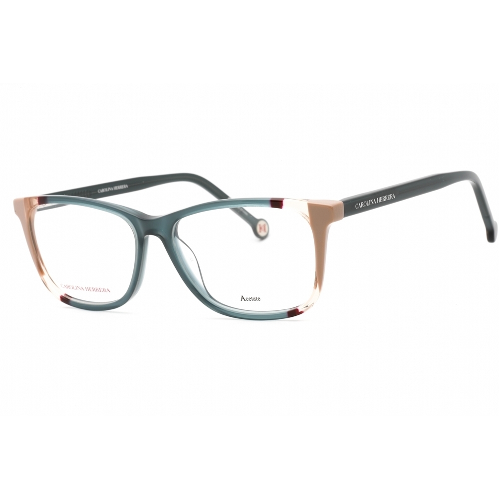 NWT Carolina Herrera CH 0066-0HBJ Teal Brown Rectangle Eyeglasses